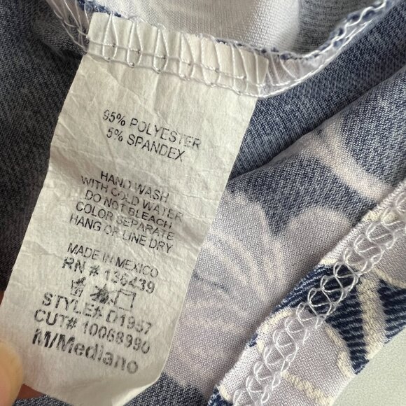 SJS Floral Shift Dress with Flounce Sleeves, Chambray Blue/White, Size M - Picture 6 of 7